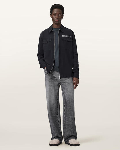 AllSaints Lenny Illusion Of Denim Wide Leg Pants Illusion Black