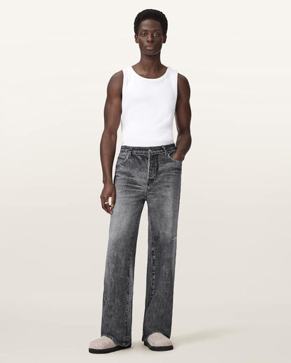 AllSaints Lenny Illusion Of Denim Wide Leg Pants Illusion Black