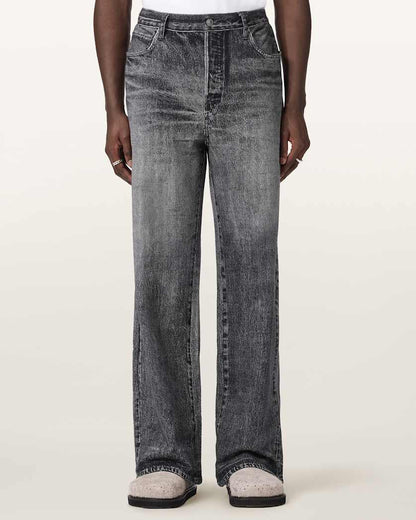 AllSaints Lenny Illusion Of Denim Wide Leg Pants Illusion Black