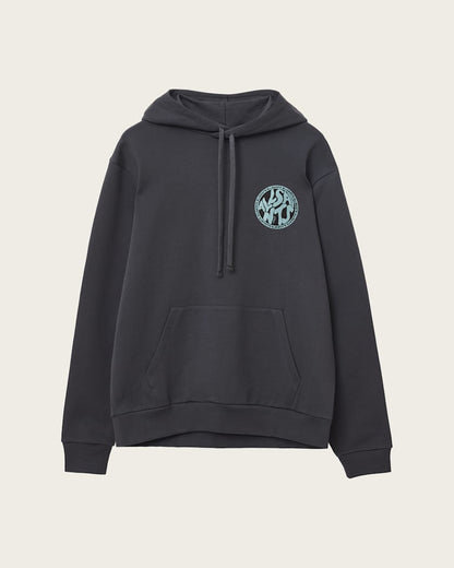 AllSaints Distortion Graphic Hoodie Washed Black/Blue