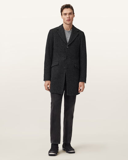 AllSaints Caspian Single Breasted Coat Cinder Black Marl