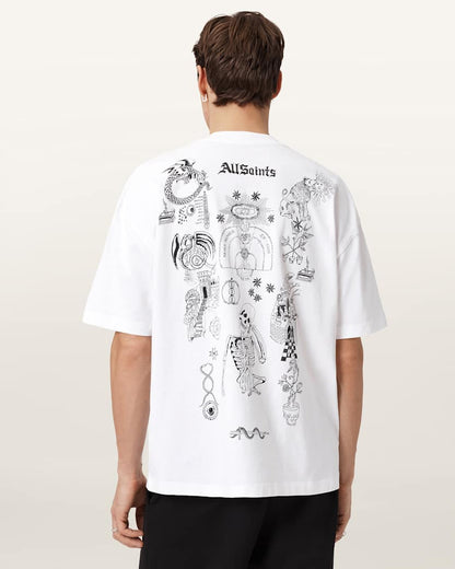 AllSaints Terra Oversized Graphic T Shirt Optic White