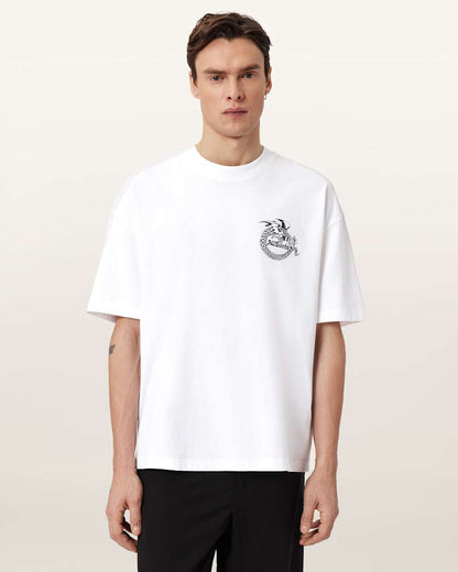 AllSaints Terra Oversized Graphic T Shirt Optic White