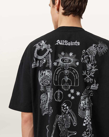 AllSaints Terra Oversized Graphic T Shirt Optic White