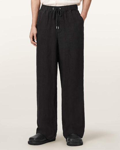 AllSaints Sharp Straight Leg Linen Pants Cottage White
