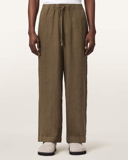 AllSaints Sharp Straight Leg Linen Pants Cottage White