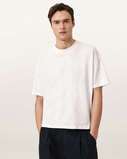 AllSaints Casper Boxy Crew Neck T Shirt Chalk White