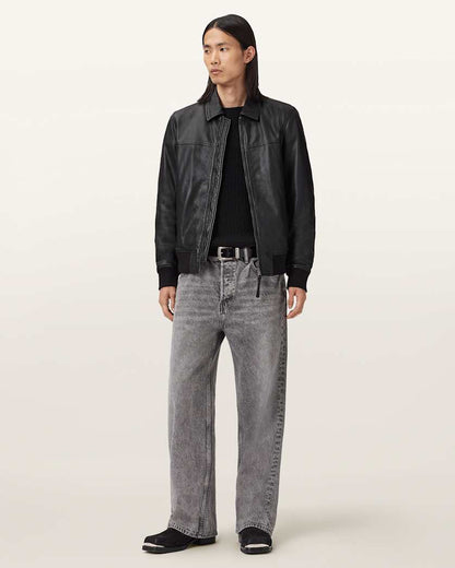 AllSaints Rashford Leather Jacket Black