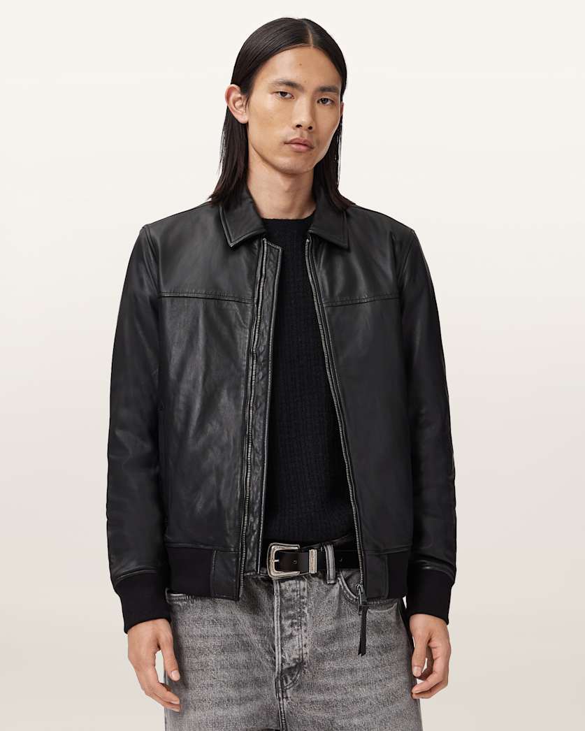 AllSaints Rashford Leather Jacket Black