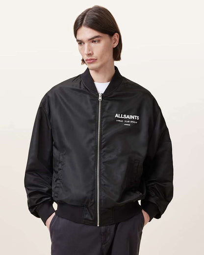 AllSaints Underground Relaxed Fit Bomber Jacket Black