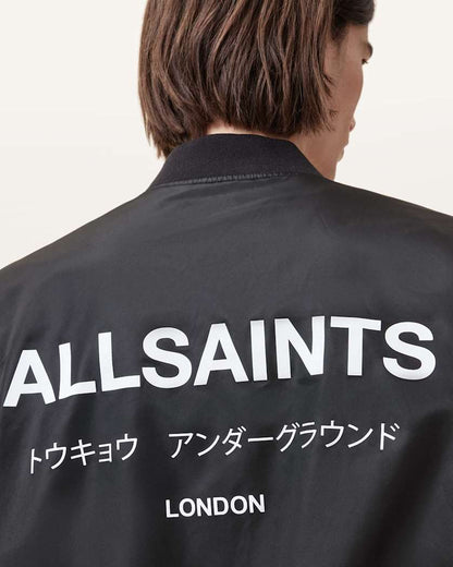 AllSaints Underground Relaxed Fit Bomber Jacket Black