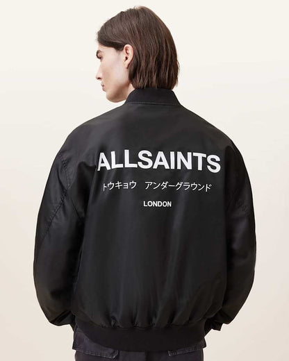 AllSaints Underground Relaxed Fit Bomber Jacket Black