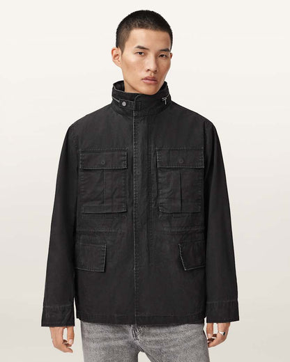 AllSaints Valen Funnel Neck Jacket Washed Black