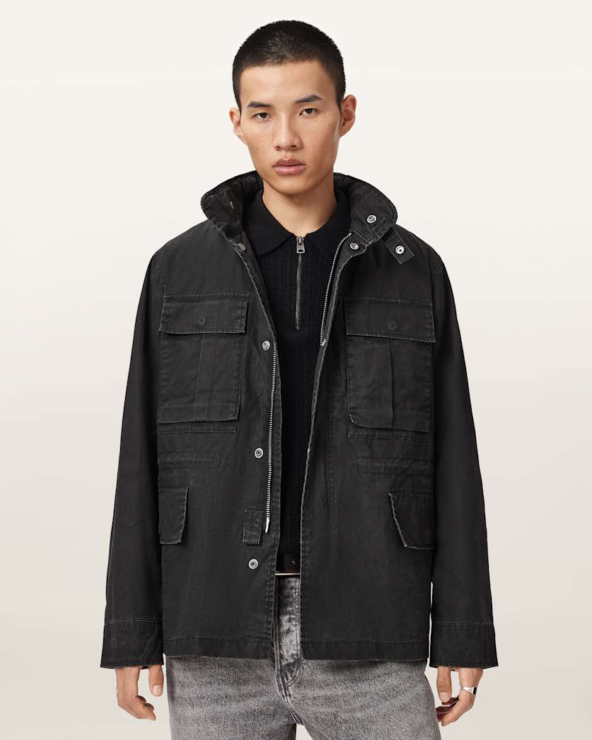 AllSaints Valen Funnel Neck Jacket Washed Black