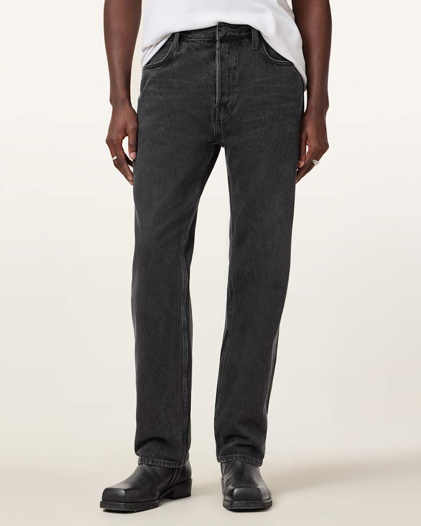 AllSaints Reid Straight Fit Denim Jeans Black