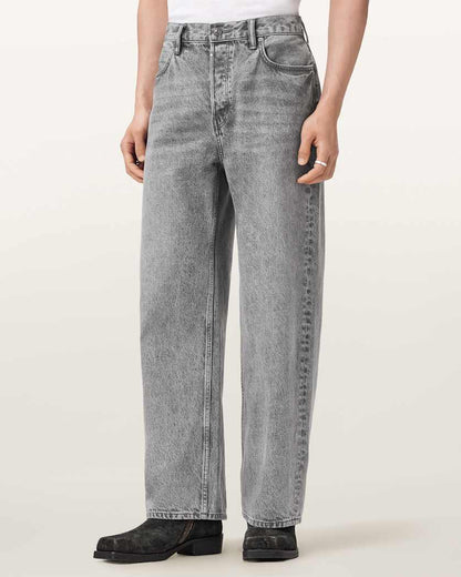 AllSaints Lenny Wide Leg Denim Jeans Washed Grey