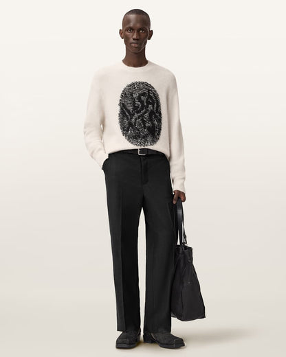 AllSaints Ridges Oversized Graphic Sweater Black/Ecru White