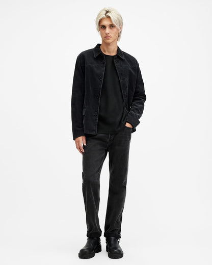 AllSaints Rowe Long Sleeve Ramskull Crew Jet Black