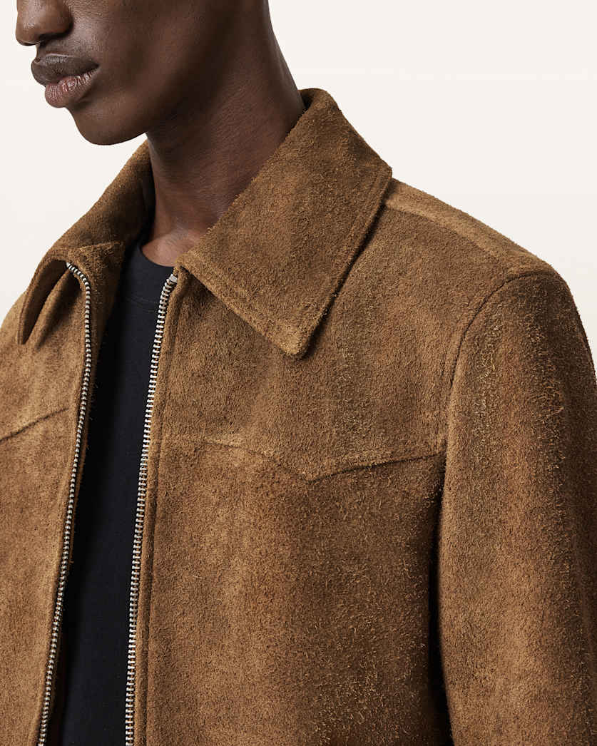 AllSaints Dellcot Suede Jacket Oxblood Red