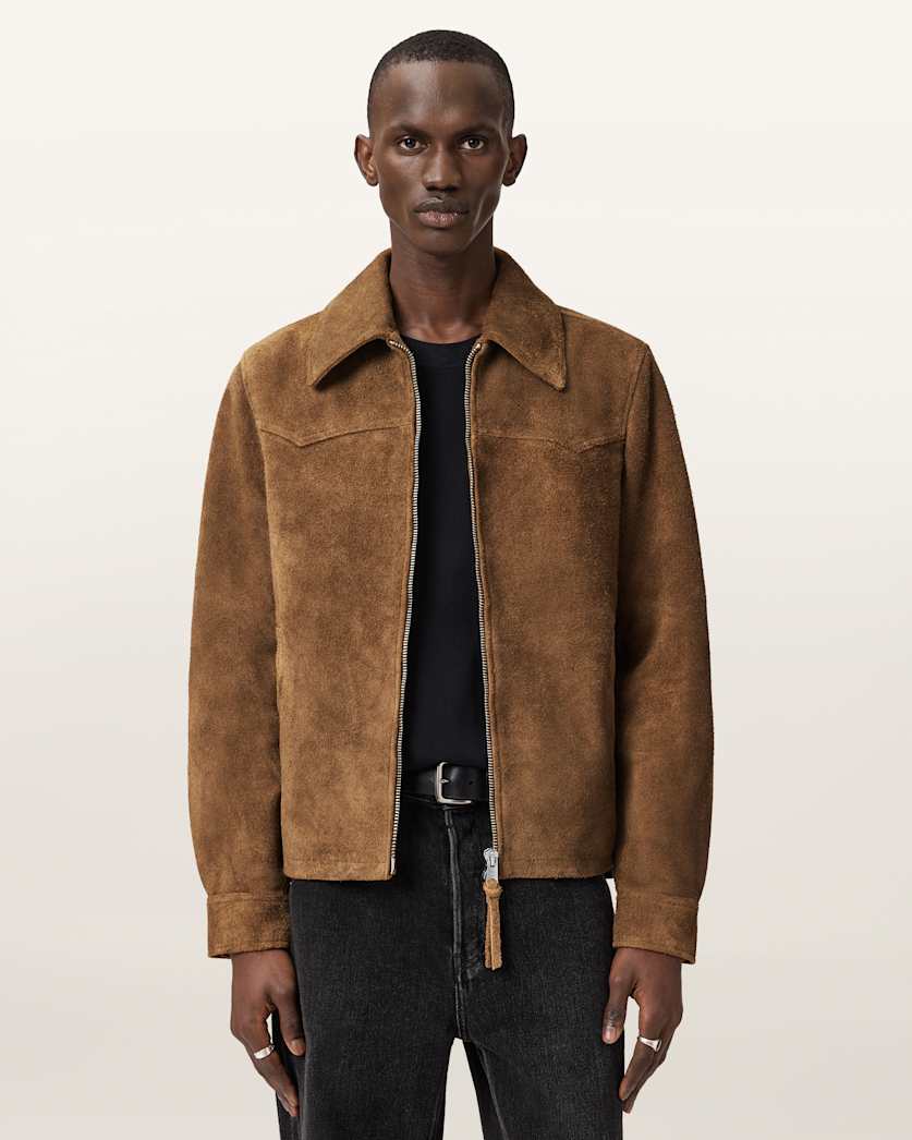 AllSaints Dellcot Suede Jacket Oxblood Red