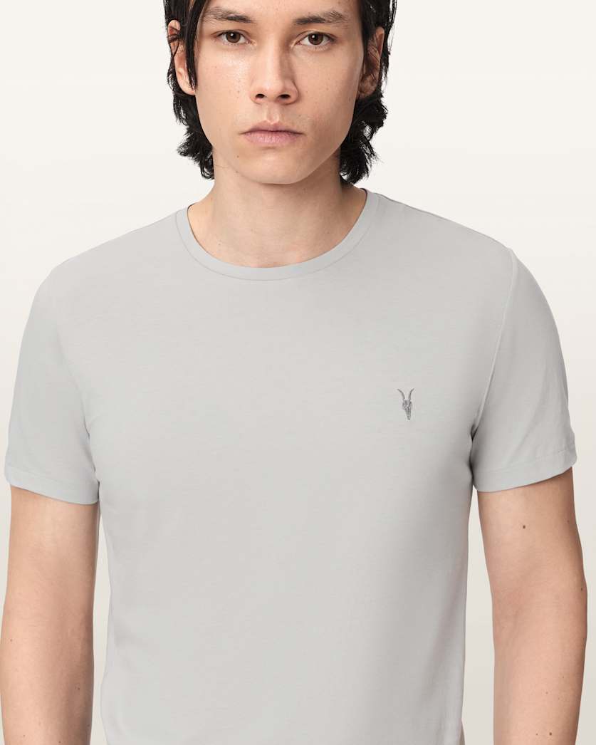 AllSaints Tonic Crew Neck Slim Ramskull T Shirt Villa Blue