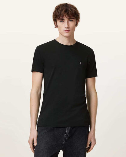 AllSaints Tonic Crew Neck Slim Ramskull T Shirt Villa Blue