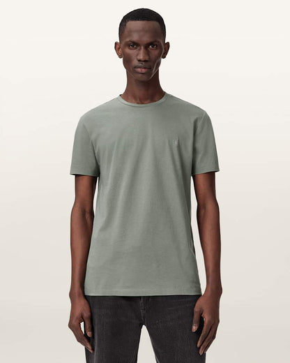 AllSaints Tonic Crew Neck Slim Ramskull T Shirt Villa Blue