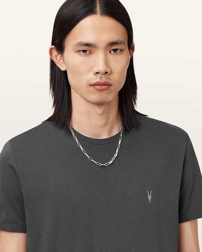 AllSaints Tonic Crew Neck Slim Ramskull T Shirt Villa Blue