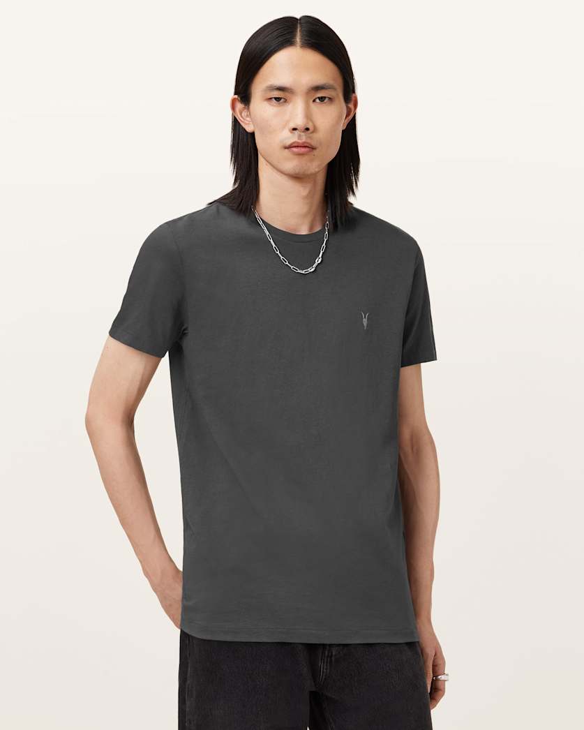 AllSaints Tonic Crew Neck Slim Ramskull T Shirt Villa Blue