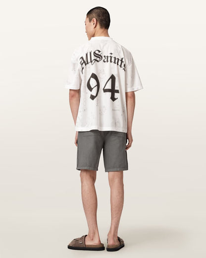 AllSaints Hanbury Linen Blend Relaxed Fit Shorts Jet Black