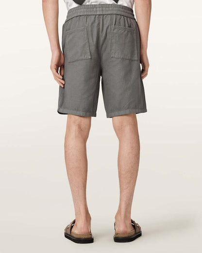 AllSaints Hanbury Linen Blend Relaxed Fit Shorts Jet Black