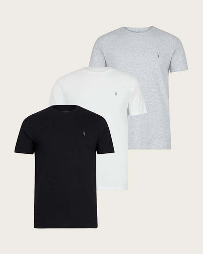 AllSaints Tonic Crew Neck Slim Ramskull T Shirt Grey/White/Green