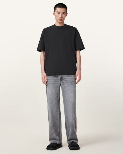 AllSaints Haven Embroidered Logo Oversized T Shirt Dusk White
