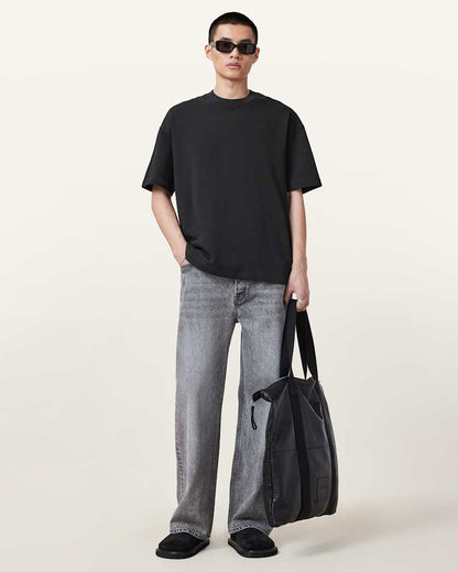 AllSaints Haven Embroidered Logo Oversized T Shirt Dusk White