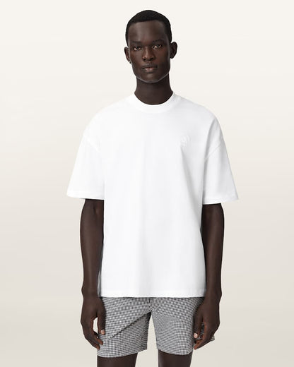 AllSaints Haven Embroidered Logo Oversized T Shirt Dusk White