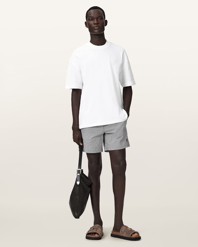 AllSaints Haven Embroidered Logo Oversized T Shirt Dusk White