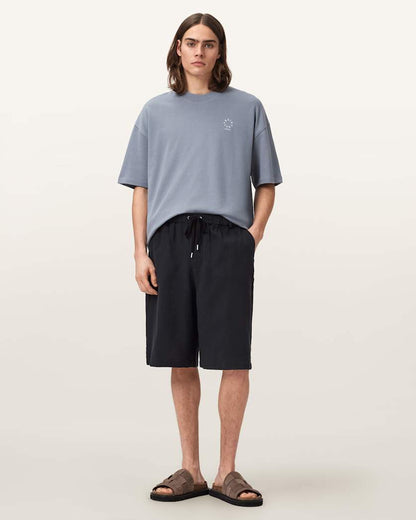 AllSaints Haven Embroidered Logo Oversized T Shirt Dusk White
