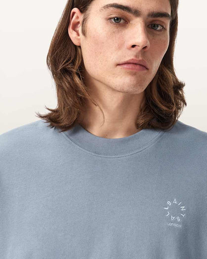AllSaints Haven Embroidered Logo Oversized T Shirt Dusk White
