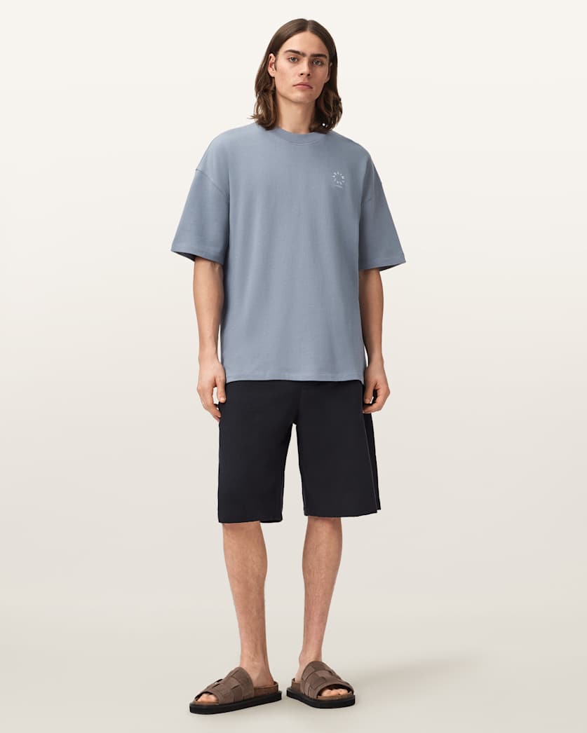 AllSaints Haven Embroidered Logo Oversized T Shirt Dusk White