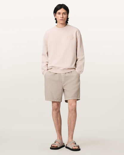 AllSaints Insignia Crew Neck Cotton Sweatshirt Crystal Pink