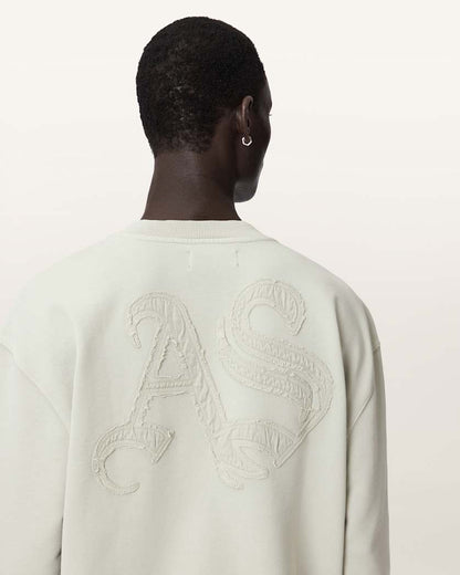 AllSaints Insignia Crew Neck Cotton Sweatshirt Crystal Pink
