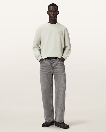 AllSaints Insignia Crew Neck Cotton Sweatshirt Crystal Pink