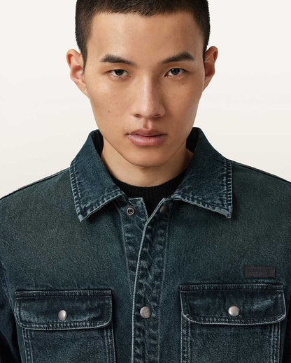 AllSaints Castleford Denim Overshirt Phantom Blue