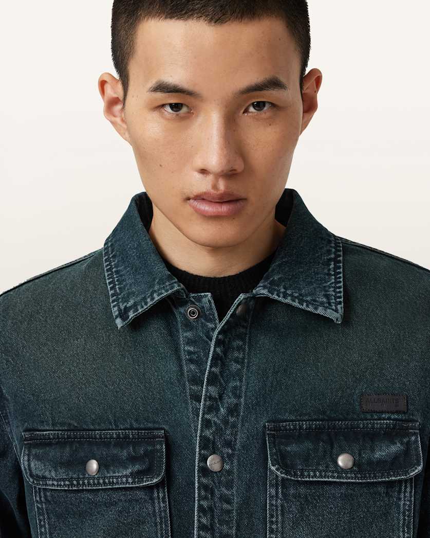 AllSaints Castleford Denim Overshirt Phantom Blue