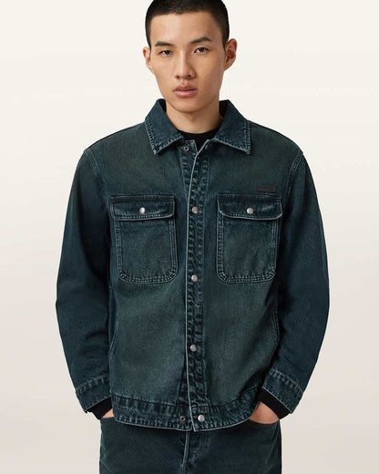AllSaints Castleford Denim Overshirt Phantom Blue