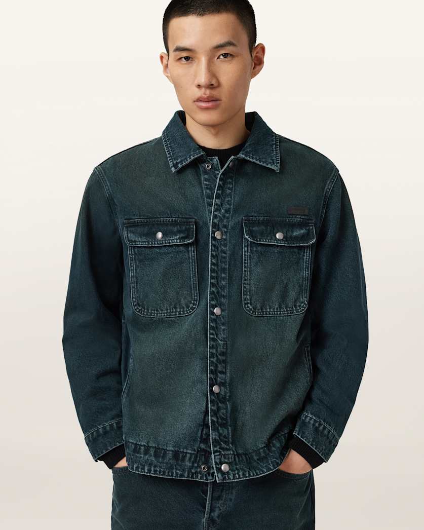 AllSaints Castleford Denim Overshirt Phantom Blue