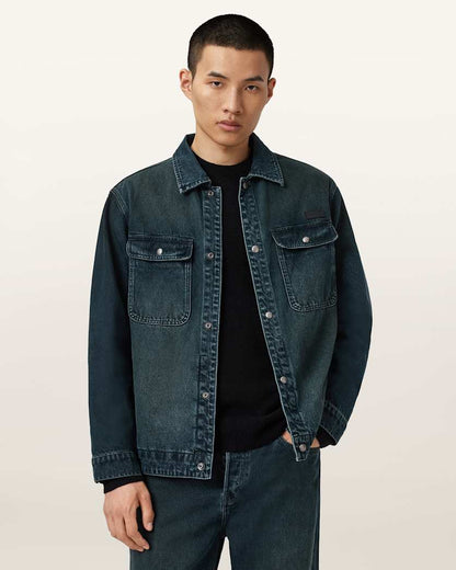 AllSaints Castleford Denim Overshirt Phantom Blue