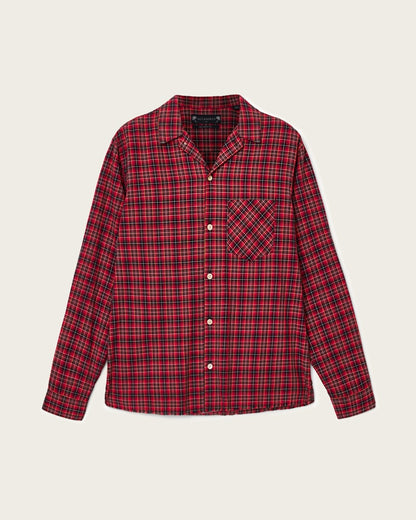 AllSaints Felix Check Long Sleeve Shirt Claret Red