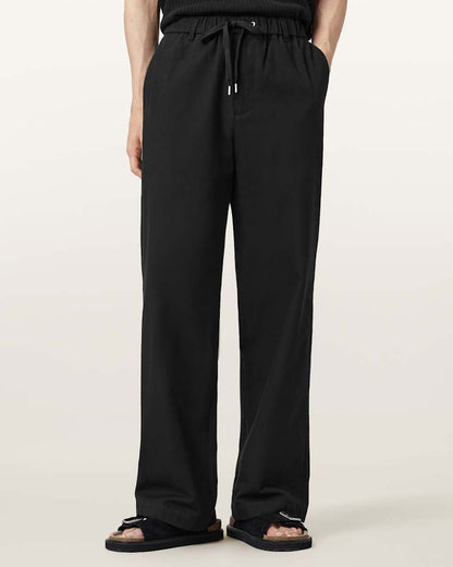 AllSaints Mori Mid Rise Cotton Pants Coal Black