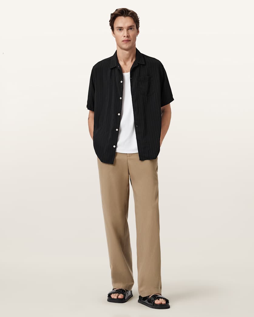 AllSaints Mori Mid Rise Cotton Pants Coal Black
